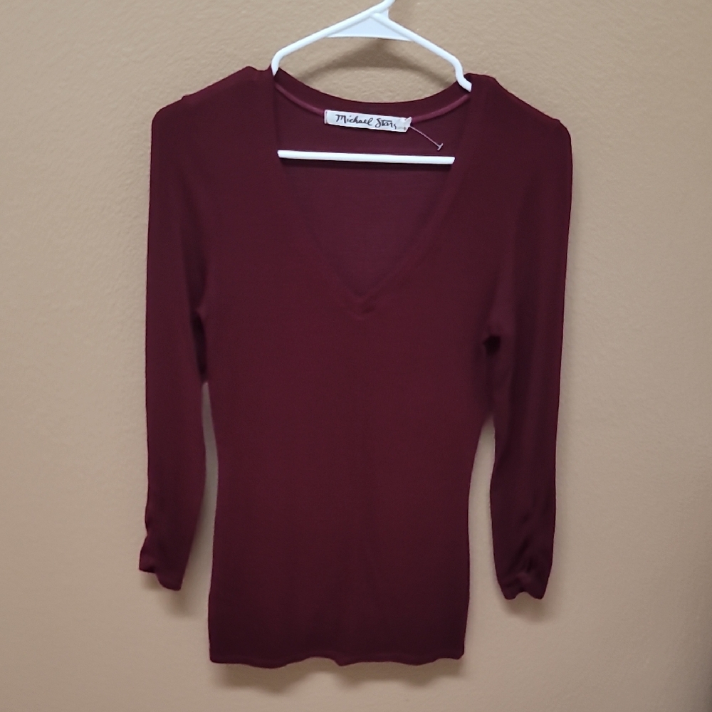 Michael Stars Burgundy 3/4 Sleeve Fitted Tee ❤️